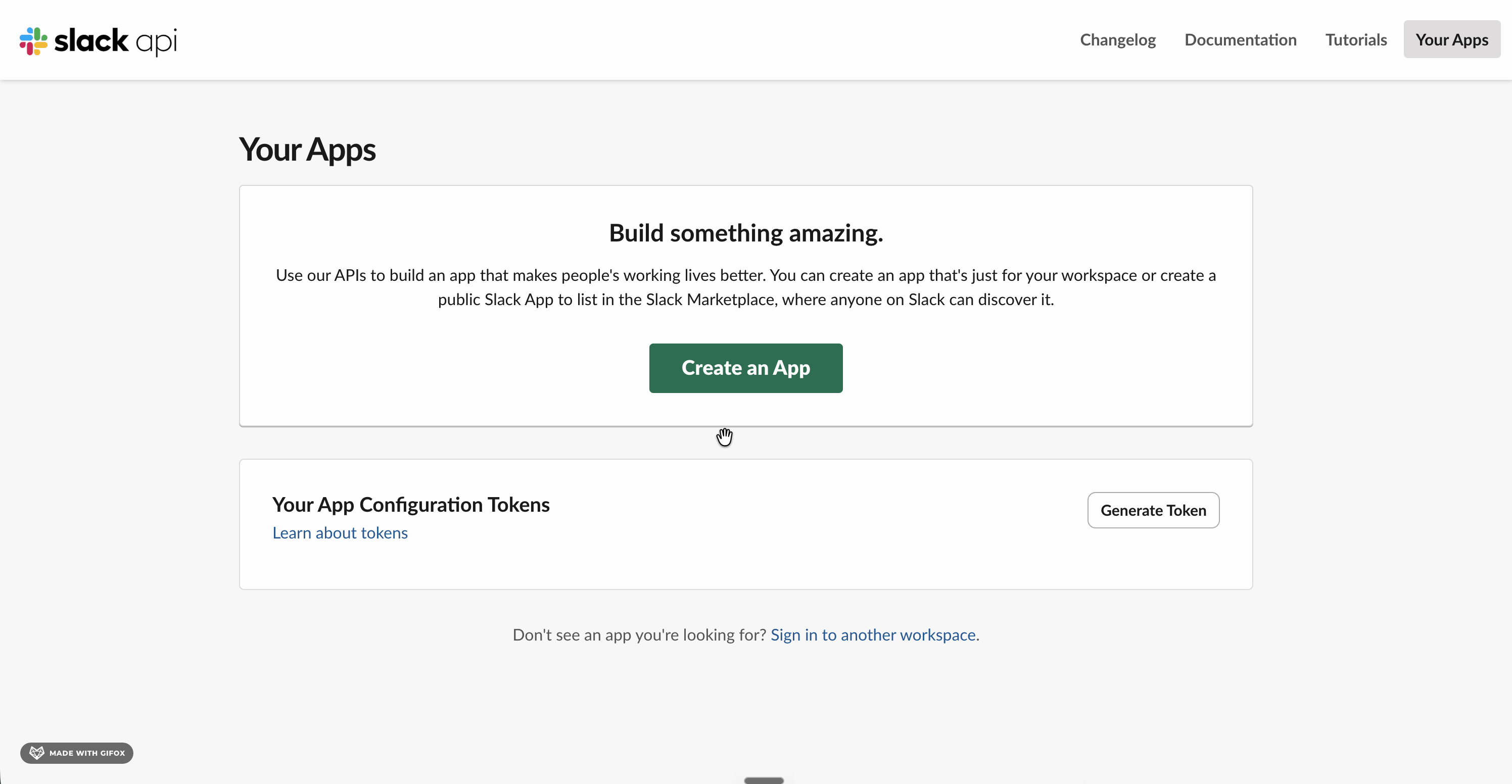 Generate and copy a Slack app configuration access token