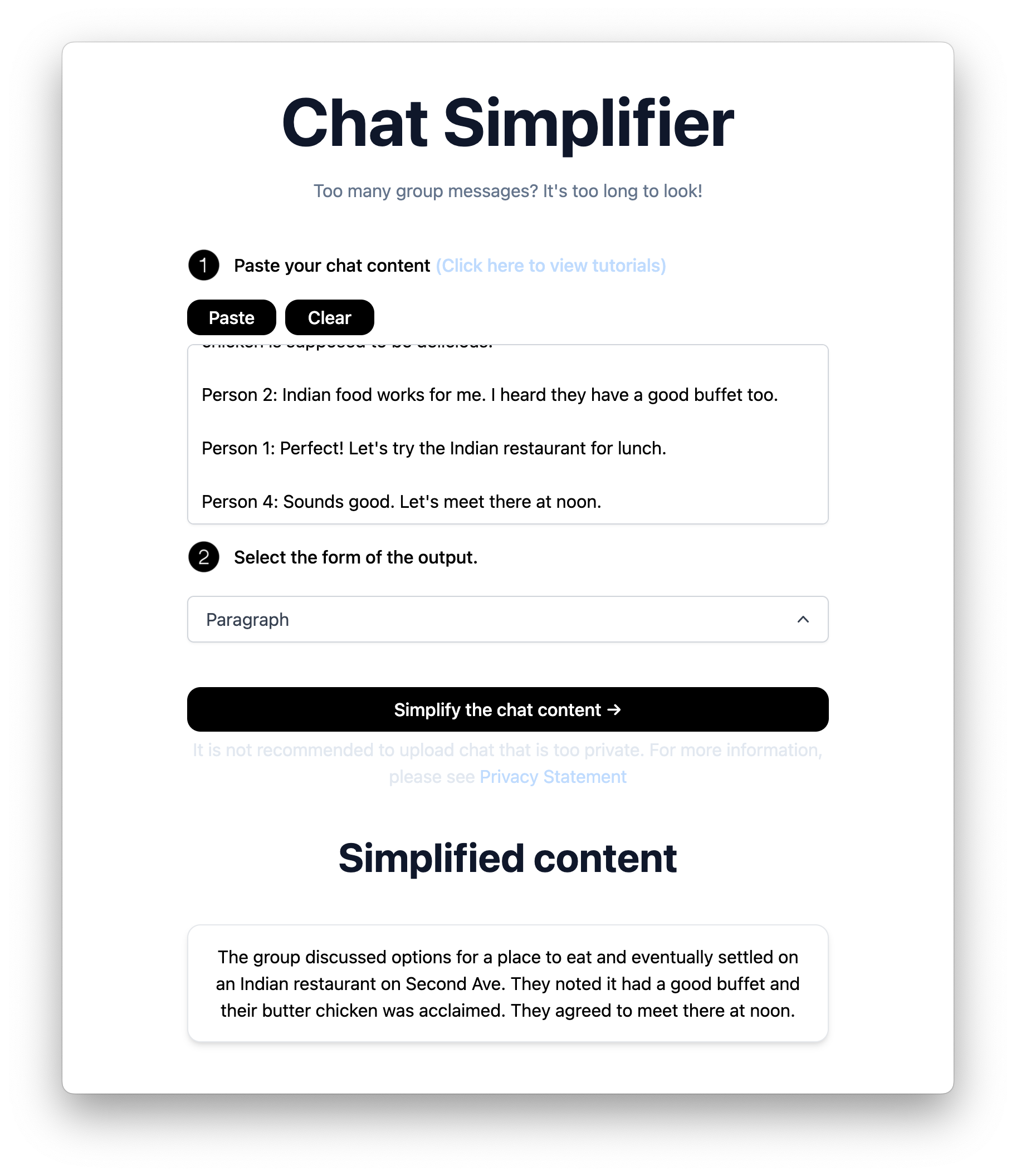 Chat Simplifier