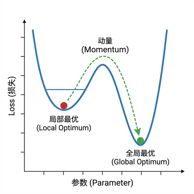 局部最优与全局最优示意图