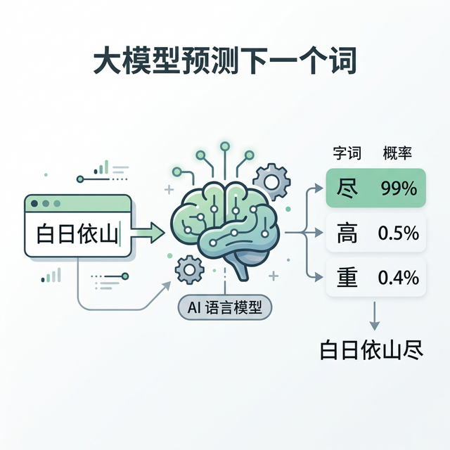 图 6-1：大模型预测下一个词（Next Token Prediction）示意图