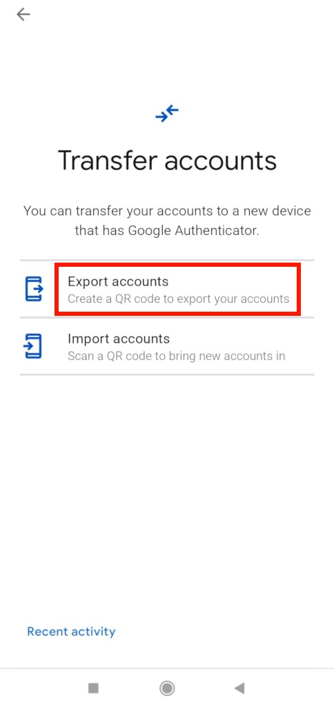 Select transfer accounts