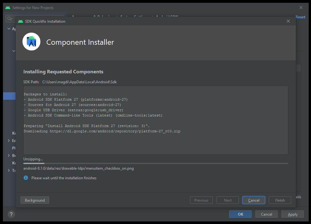 Component Installer | Installing Requested Components