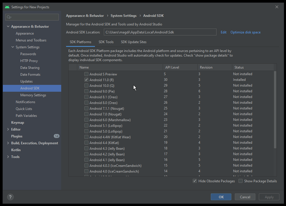 Android SDK/SDK Platforms