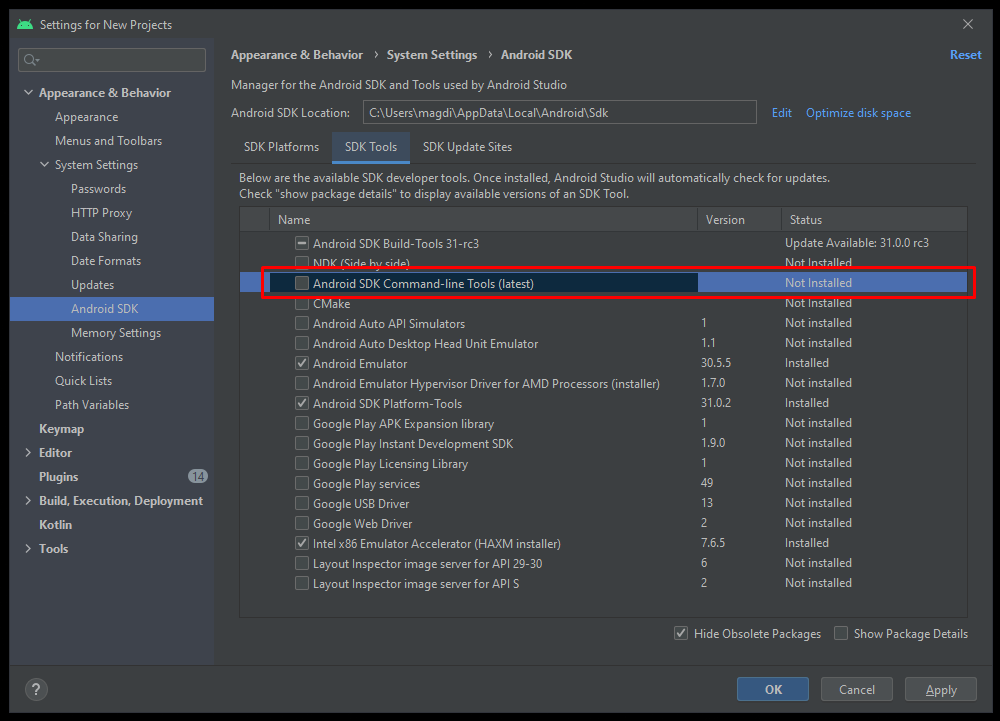 Android SDK Command-line Tools (latest)