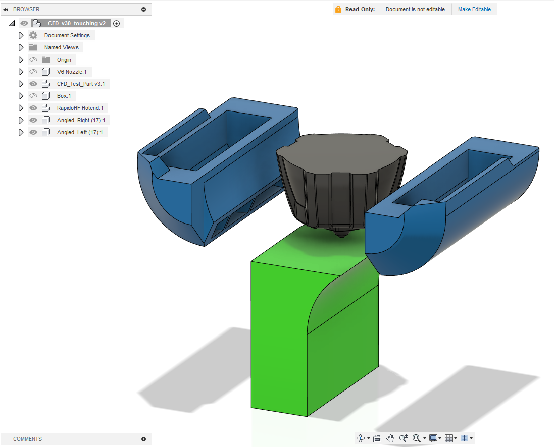 Basic Arrangement of the toolhead, nozzle and simulated part!