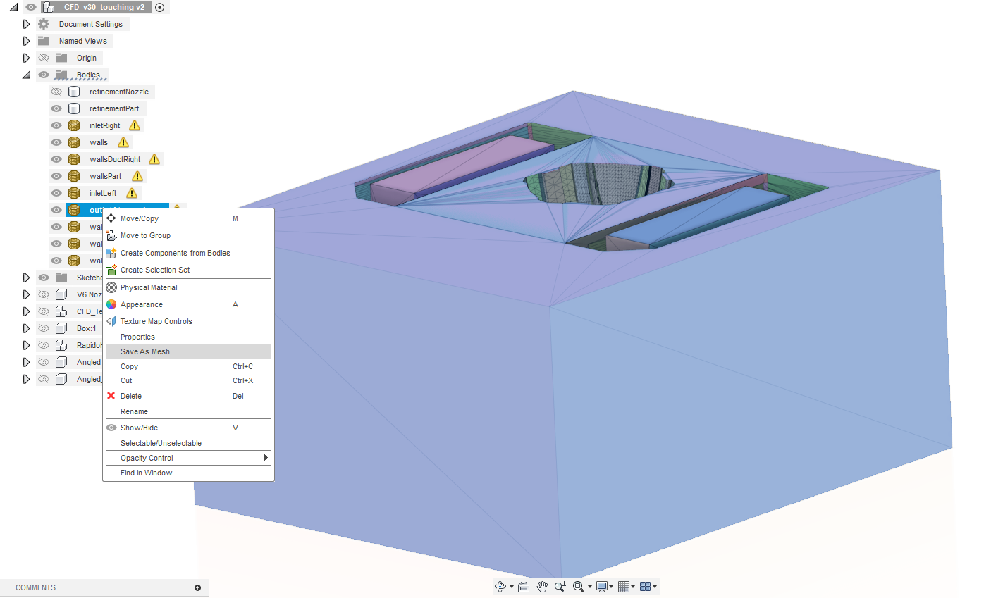 Select mesh body for export