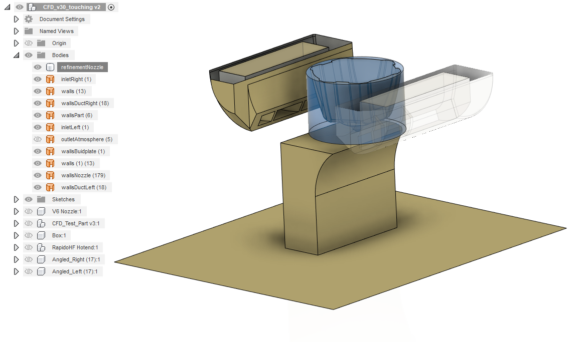 Nozzle refinement region