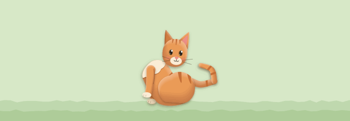 Miso sprints across a torn-paper floor, sits, and looks back over its shoulder