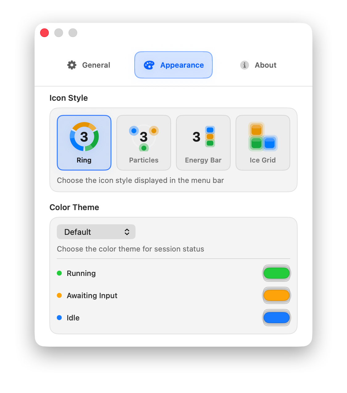 VibeBar setting screenshot