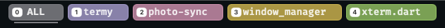 Filter bar with numbered project pills visible while holding ⌘