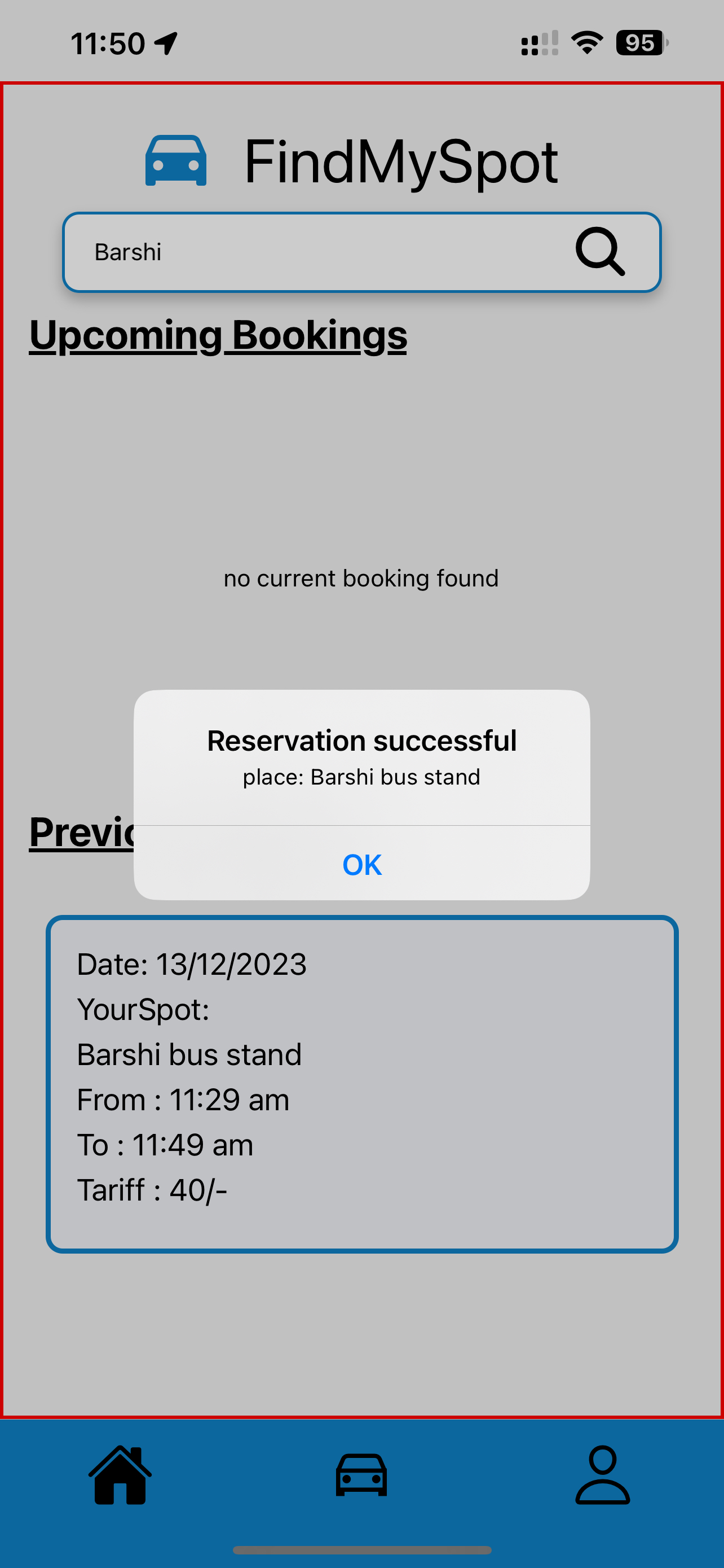 Successful Booking