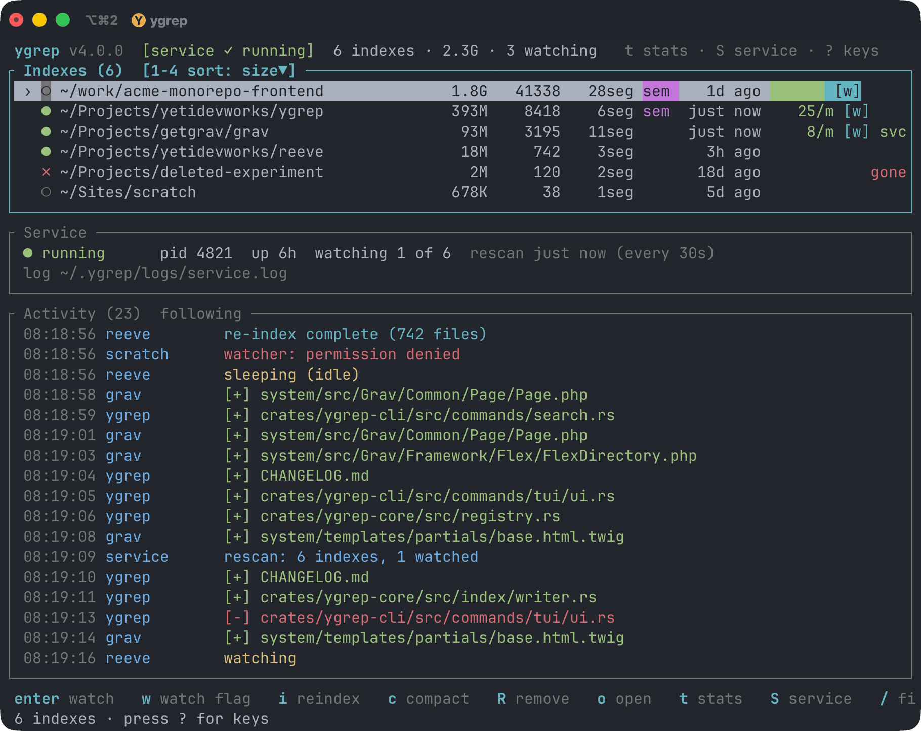 ygrep demo