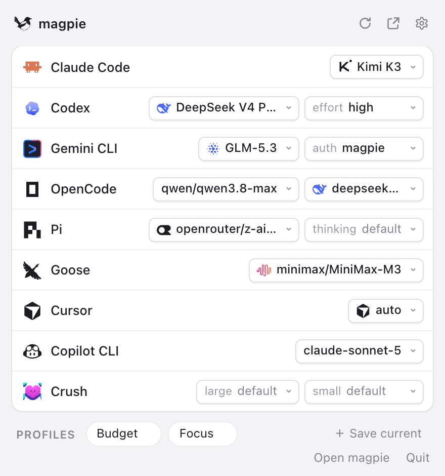 The menu bar panel