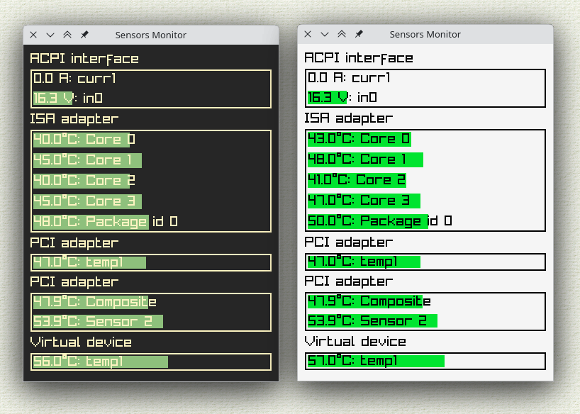 Sensors GUI