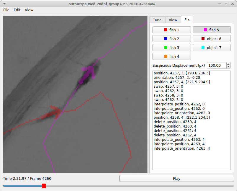 Fixing tracks by hand with the GUI.