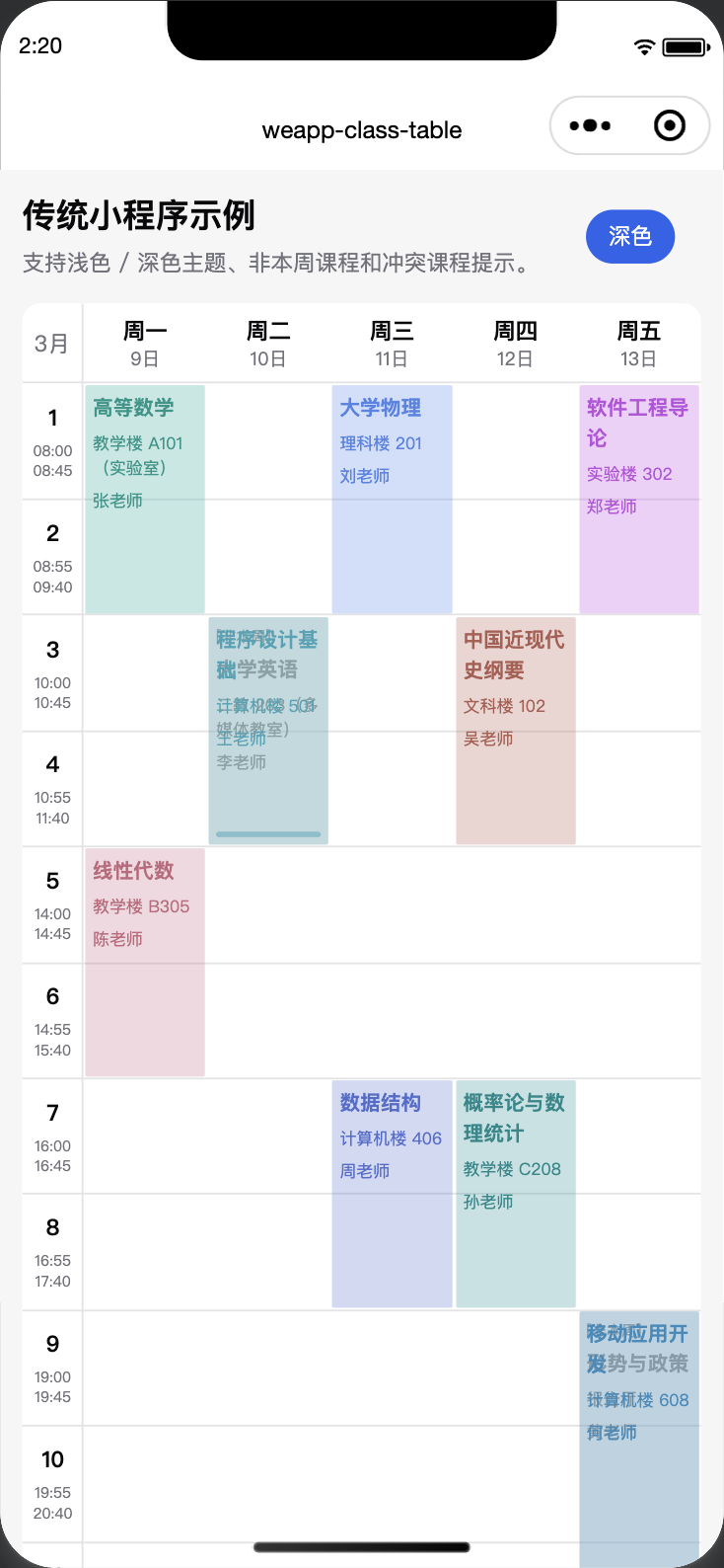 weapp-class-table 示例截图