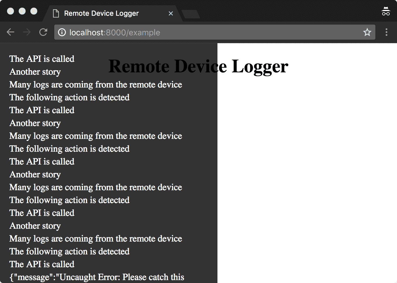 Remote Device Logger sender screenshot