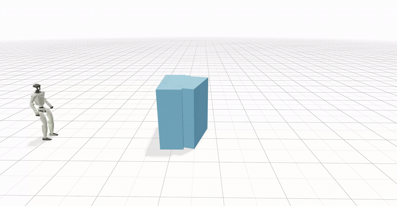 Simulation · G1 clearing a 130 cm parkour obstacle
