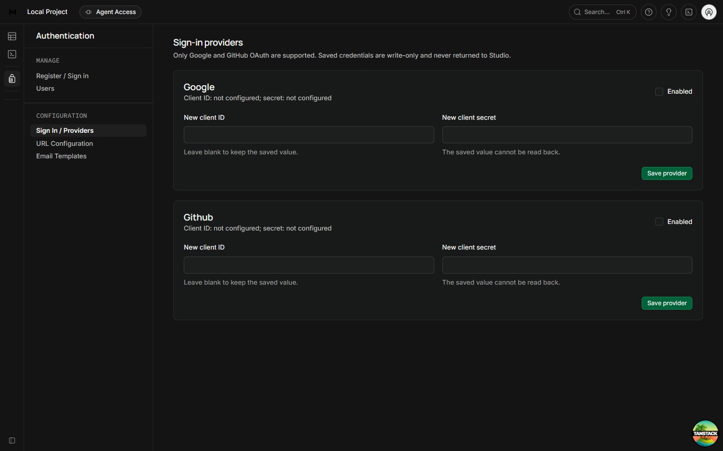 Studio Auth providers
