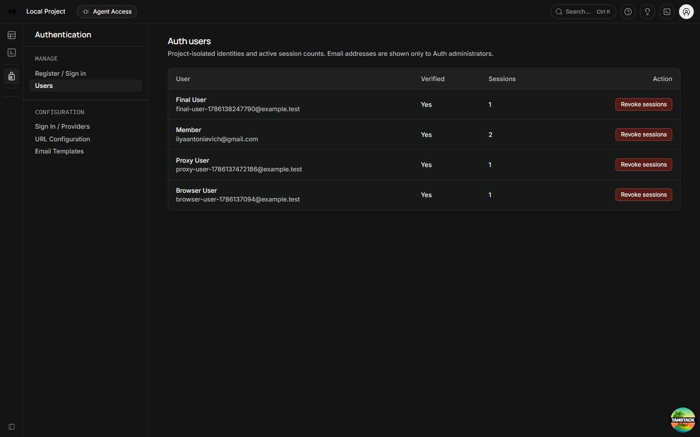 Studio Auth users