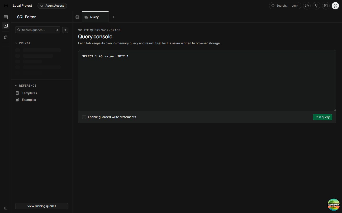 Studio SQL editor
