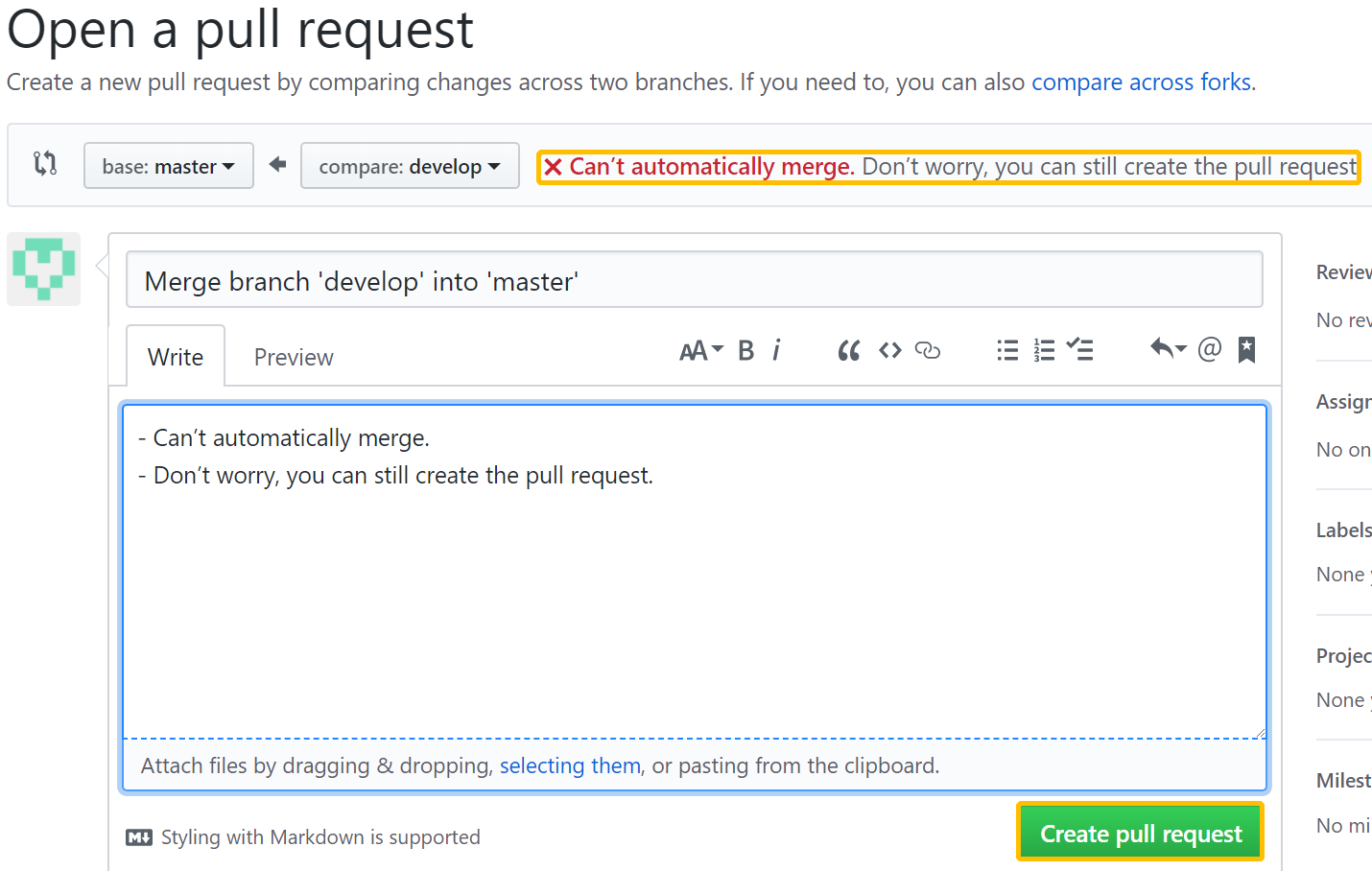 Create pull request