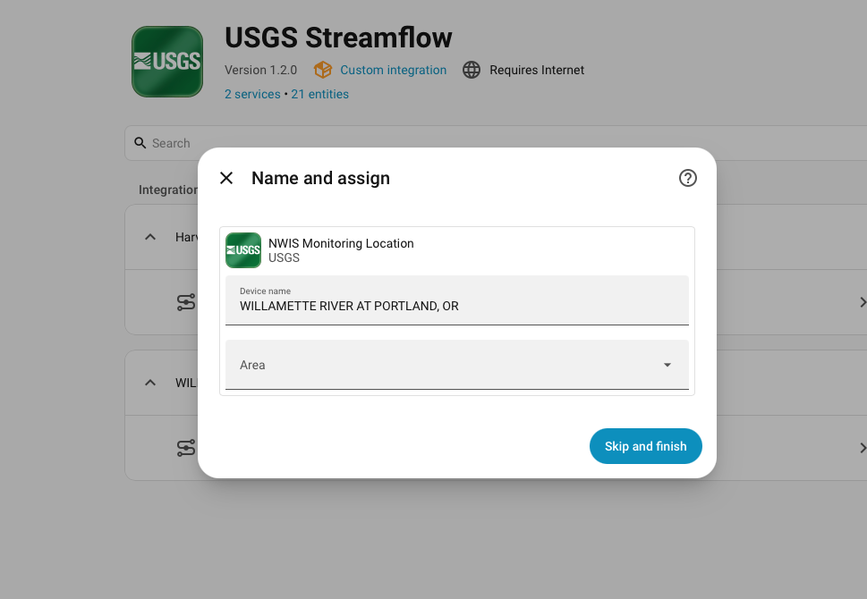 The gauge is added as a Home Assistant device