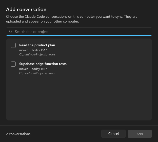 Adding conversations