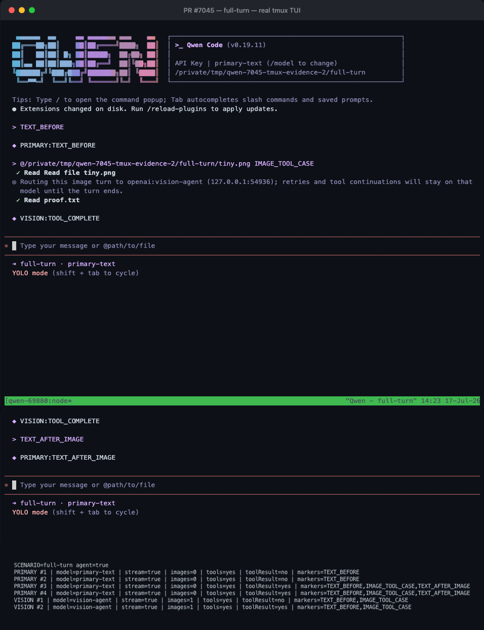Full-turn tmux evidence