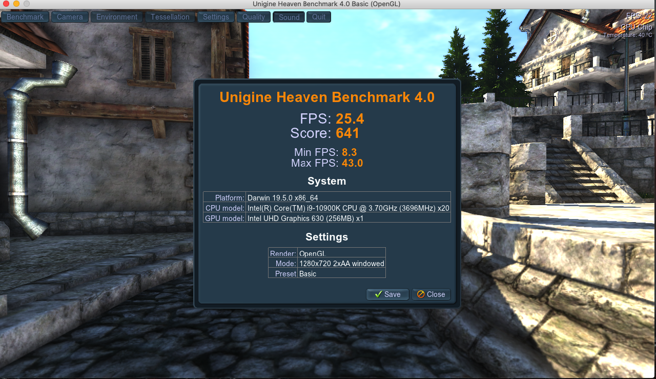 Intel UHD 630 Benchmark Test Heaven