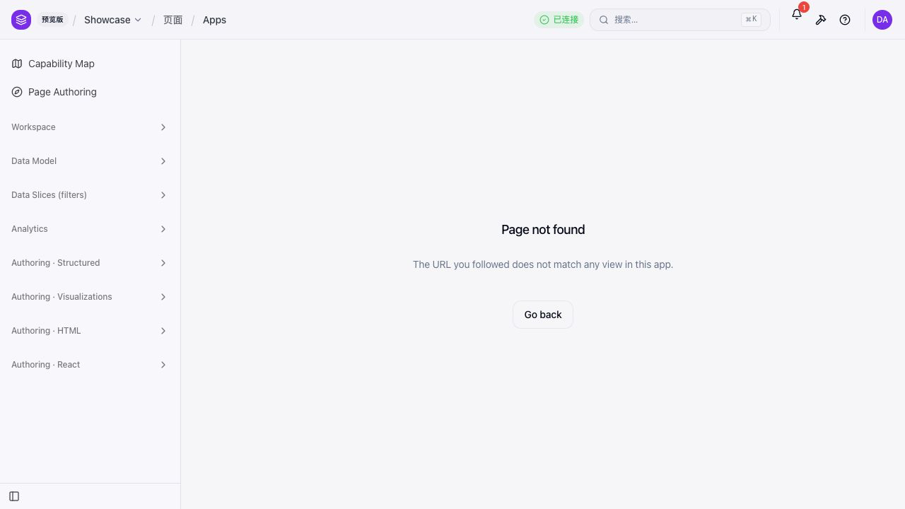 Capability Map Projects link opens Page not found