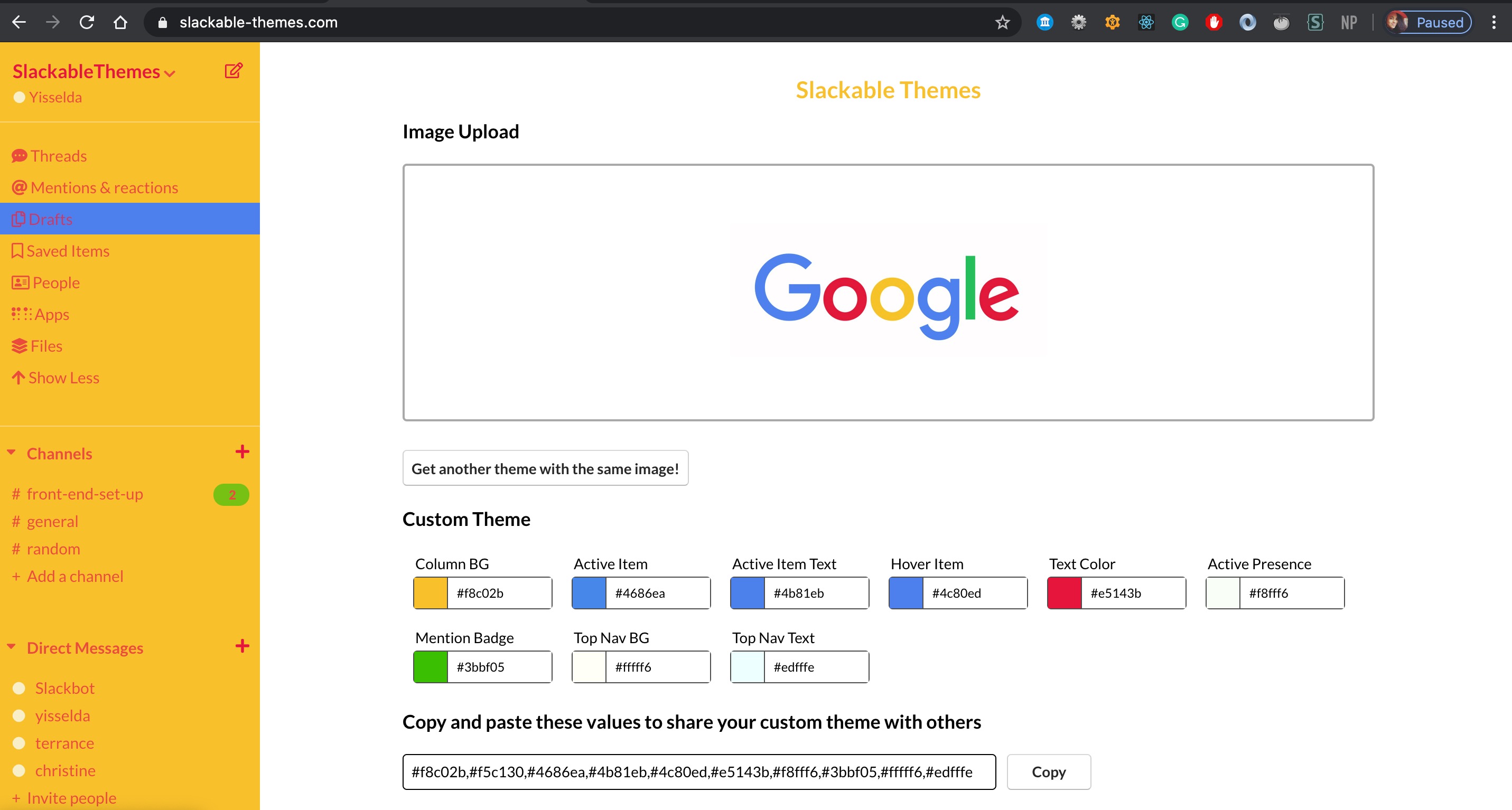 SlackableThemes  Google Theme Example