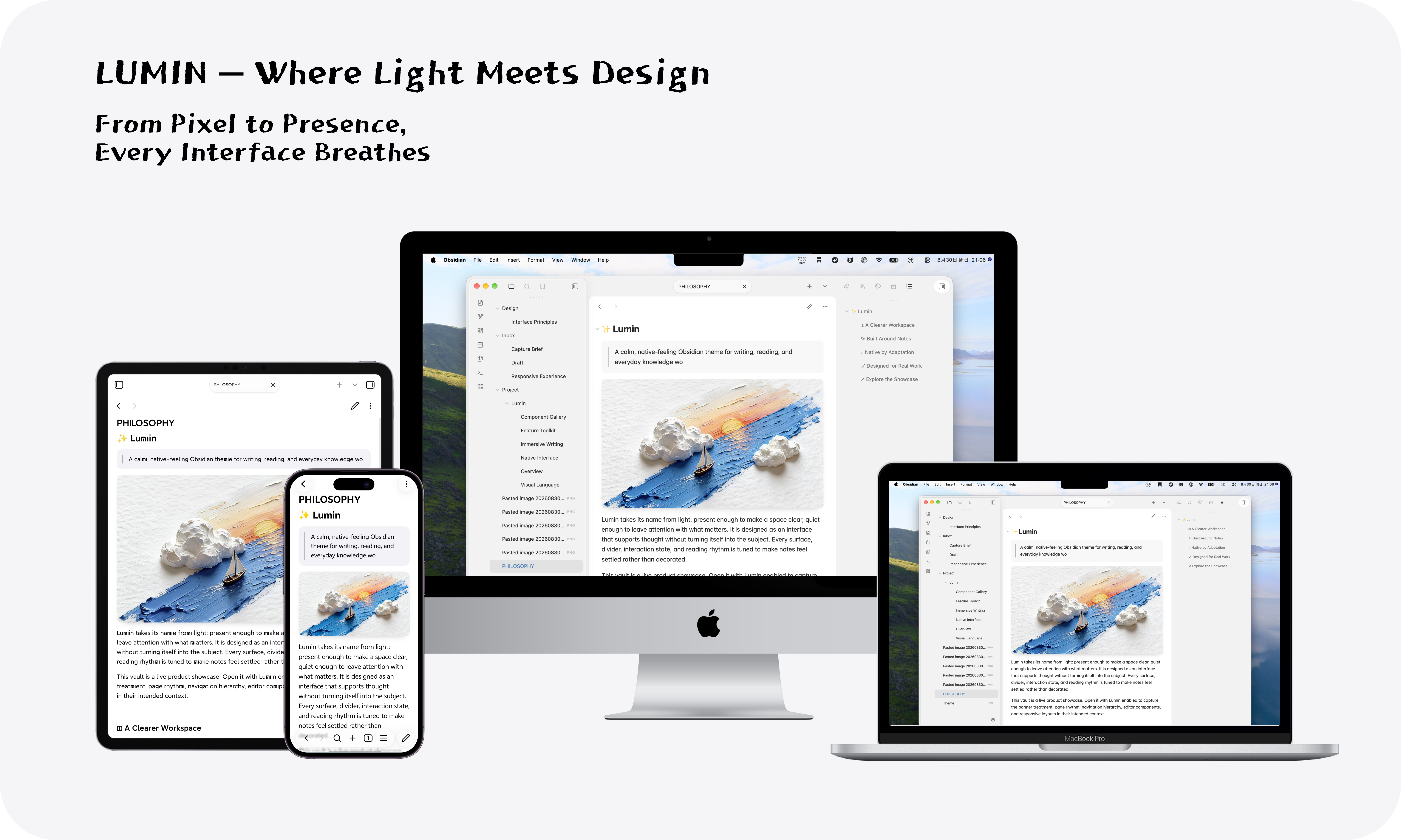Lumin across desktop, tablet, and phone