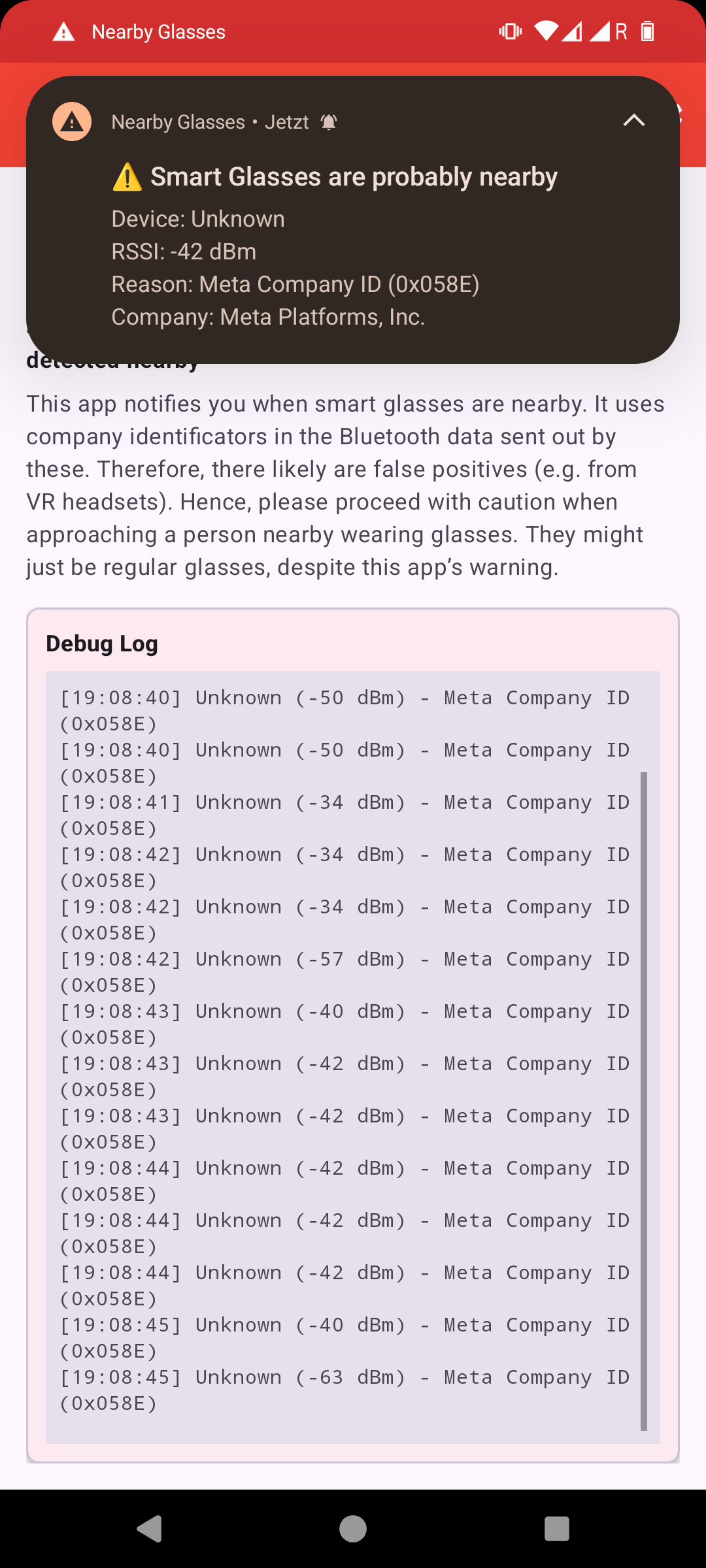 Screenshot Nearby Glasses classic