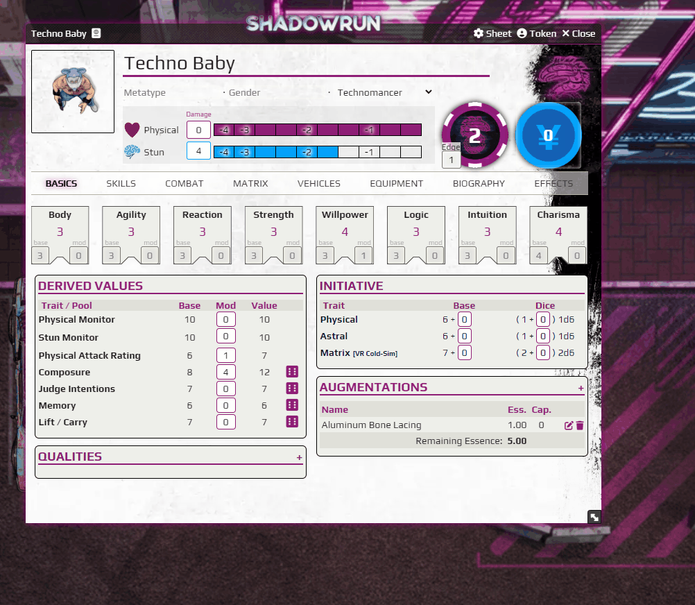 FoundryVTT Shadowrun6 Active Effects