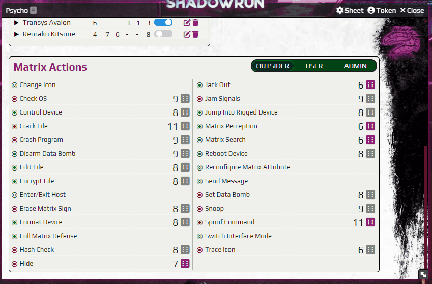 FoundryVTT Shadowrun6 matrix