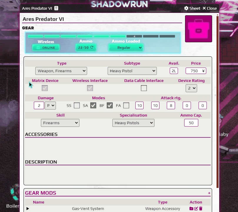FoundryVTT Shadowrun6 Matrix Devices