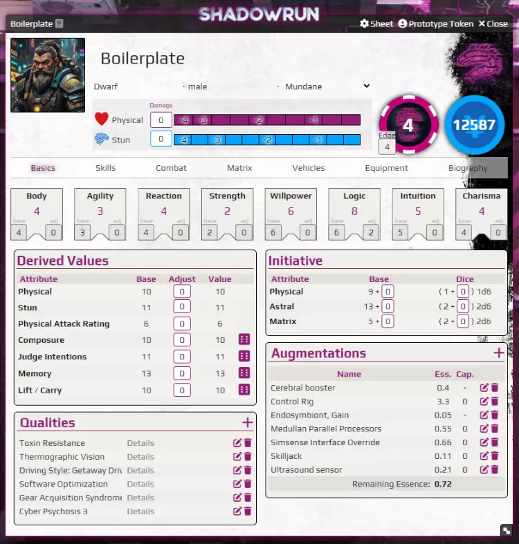 FoundryVTT Shadowrun6 Sheet