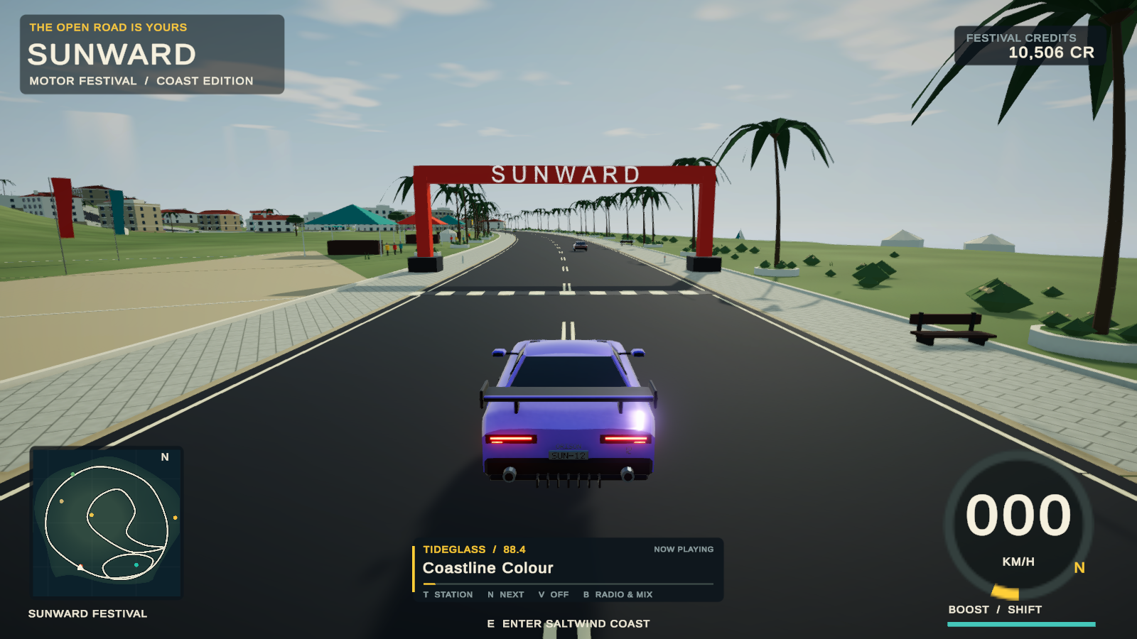 Sunward in-game driving screenshot