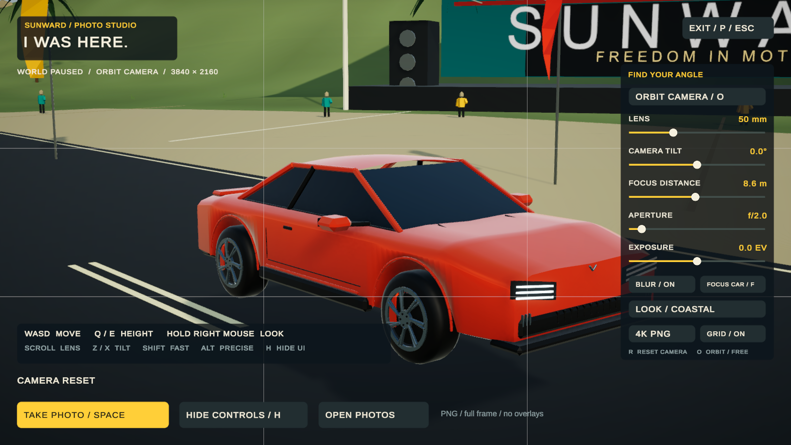 Sunward Photo Mode interface
