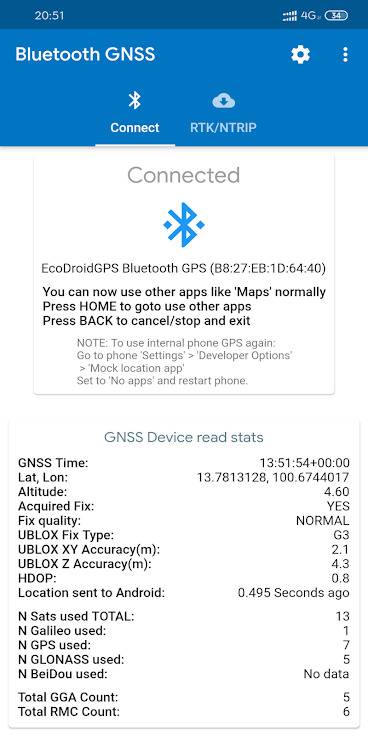 Screenshot 1 of Bluetooth GNSS — opens full size