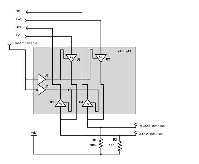 Circuit diagram of serial communications