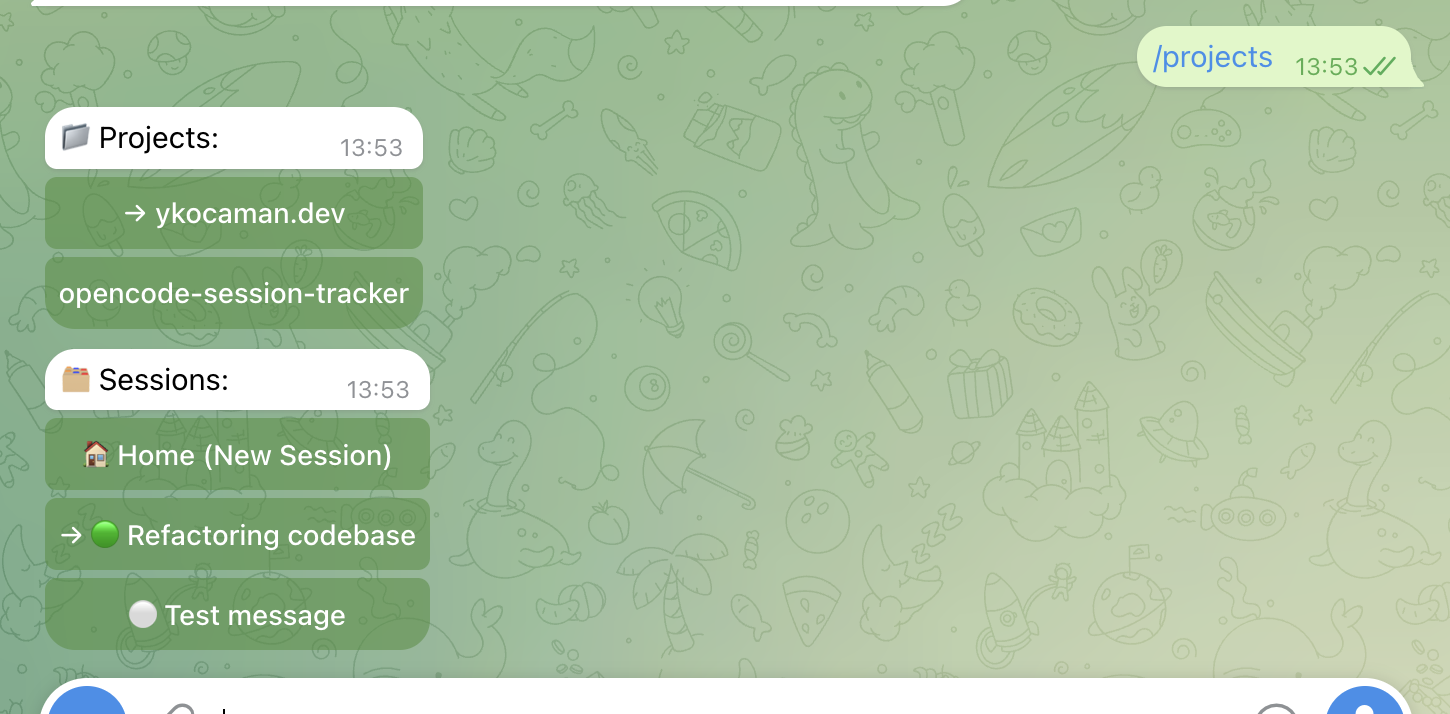 Telegram Projects & Sessions Selection