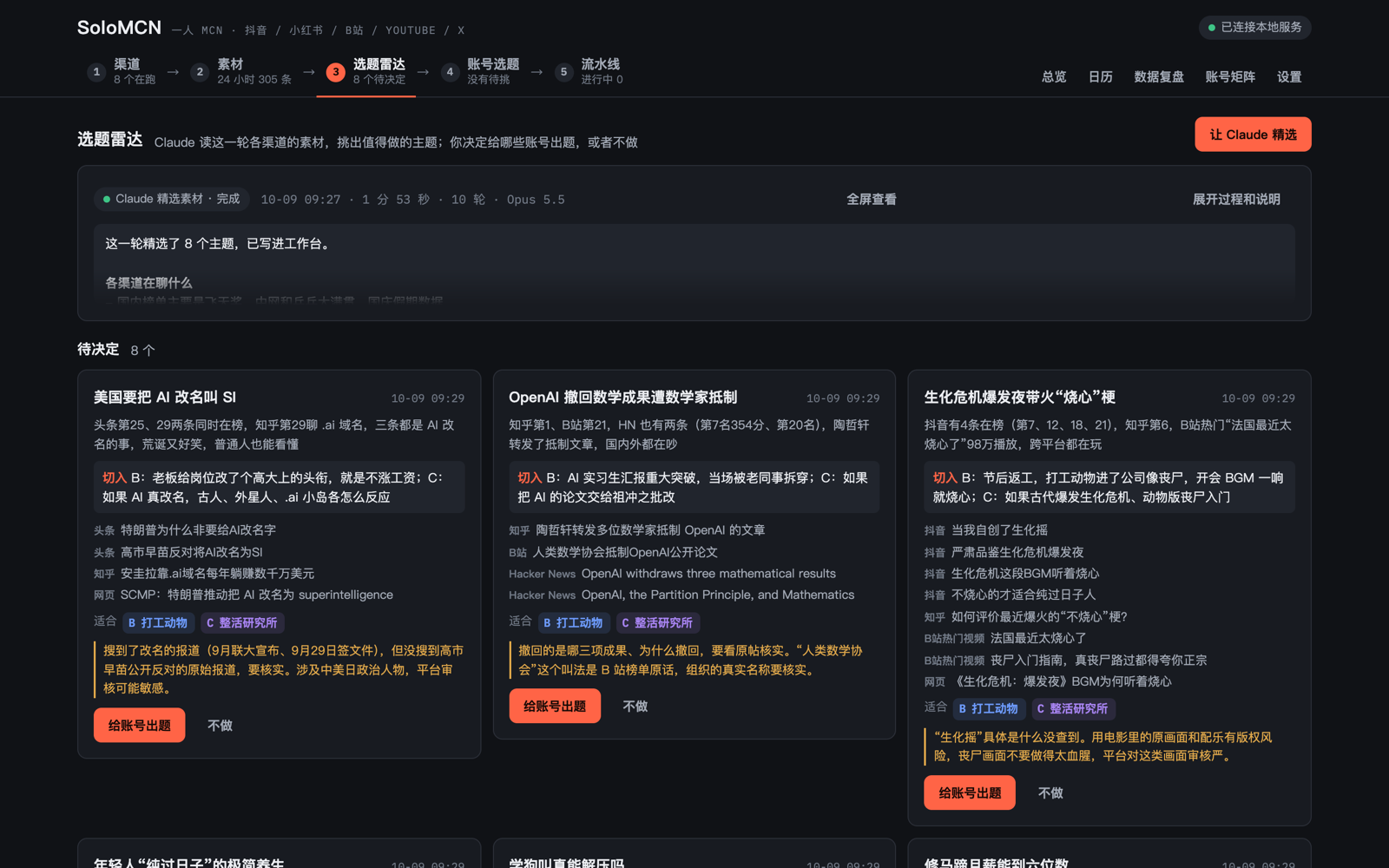 选题雷达：Claude 精选出的主题