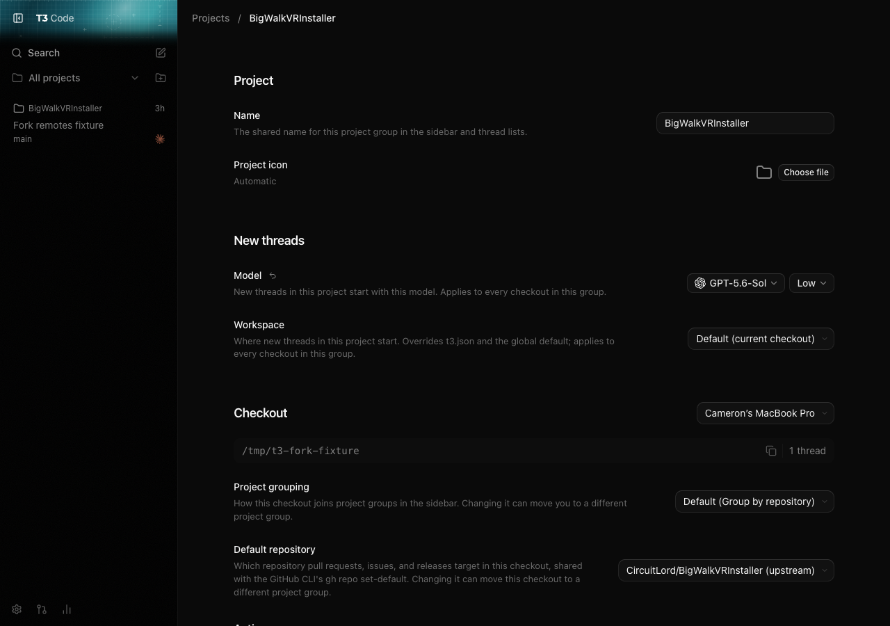 Checkout settings with a Default repository row