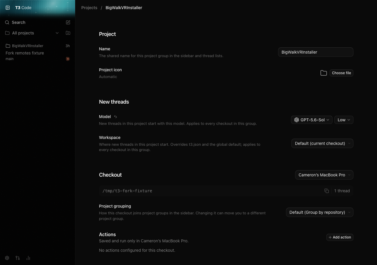 Checkout settings without a default repository row