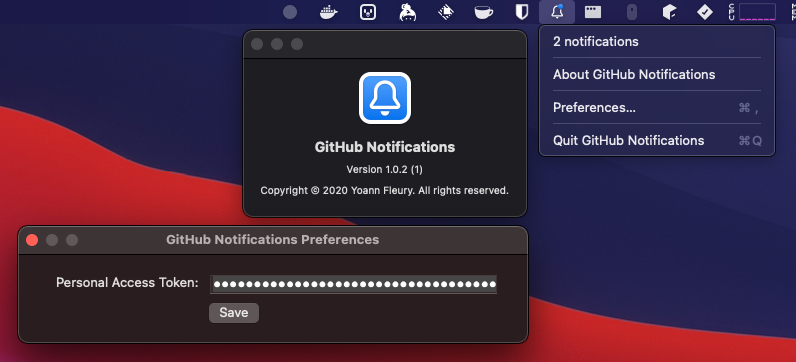 Overview of the GitHub Notifications menu bar application