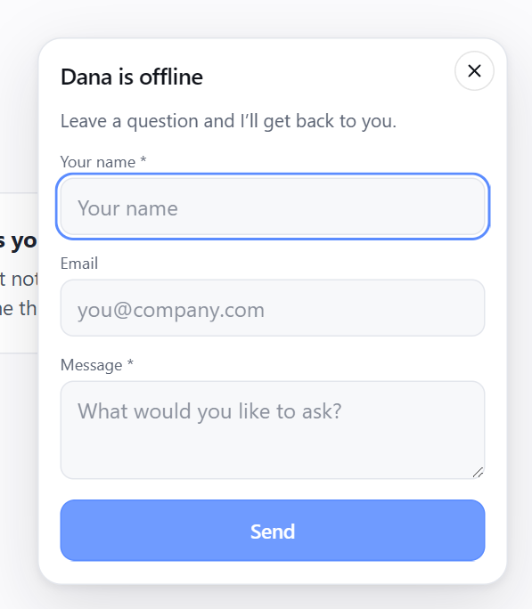 The offline state: a leave-a-message form