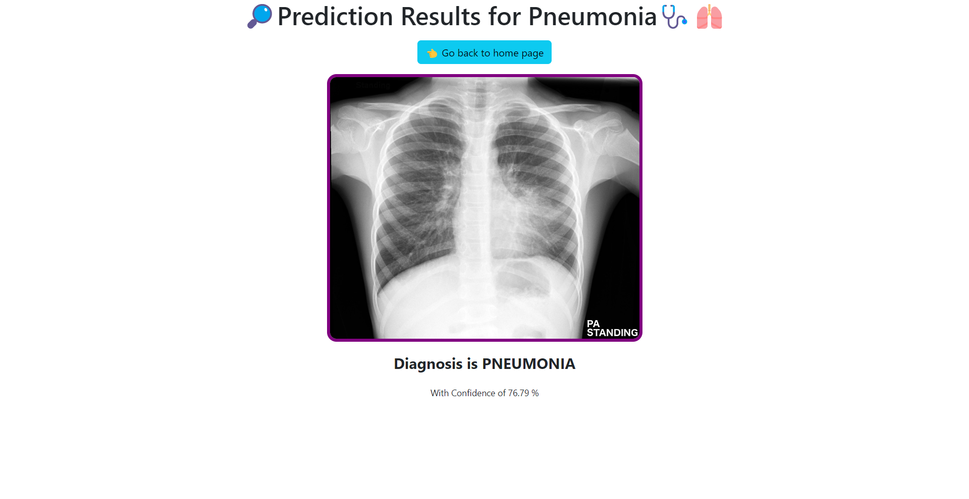 Pneumonia Diagnosis page