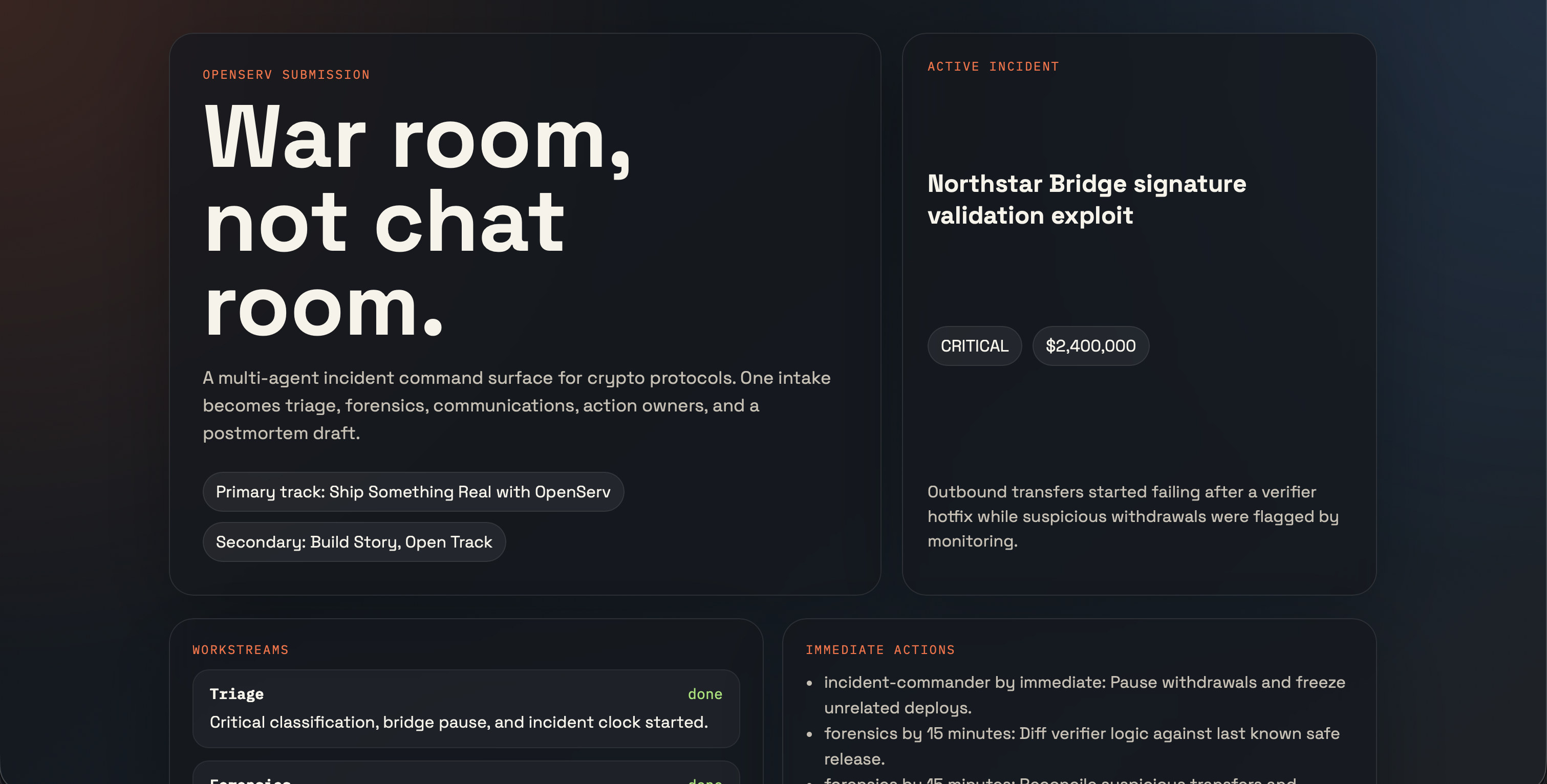 OpenServ War Room screenshot 2